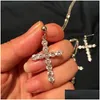 Earrings Necklace Classical Fashion Jewelry 925 Sterling Sier Fl Round Cut White Topaz Cz Diamond Lucky Gemstones Cross Pendant Dr Dh1Ex