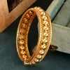 Bangle Copper Plating Gold Ball Design Hand Bangles With Hollow Lines Luxury Arabic Wedding Jewelry Side Open Cuff Bracelets