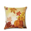 Coussin / Oreiller Décoratif 45X45Cm Taie D'oreiller Lin Er Happy Fall Thanksgiving Day Soft Case Coussin Home Decor Vt0127 Drop Delivery Dhnm4