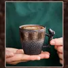 Canecas 86ml Vintage Caso de cerâmica grossa delicada e compacta xícaras de chá expresso Copo de pires de pires artesanais feitos à mão