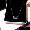Pendant Necklaces Ins Top Sell Butterfly Luxury Jewelry 925 Sterling Sier Rode Gold Fill Pave White Sapphire Cz Diamond Gemstones Pa Dhihf