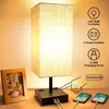 Bordslampor Bedside Night Light Nightstand Reading Nightlight Touch Control Lamp med laddningsportar LED -belysningsverktyg för hemmet vardagsrum