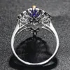 Toca de cluster jóias de moda artesanais femininas s tanzanite stone wedding anel aberto tendência cz feminina judeu feminina