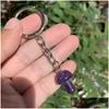 Sleutelringen Natuurlijke kristallen stenen paddestoel Keychains genezende kristallen autozak decor sleutelhouder voor vrouwen mannen drop levering sieraden dhf20