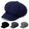 Berets Octagonal Cap Британский стиль мягкий толстый зимний осенний берет Sboy для открытия