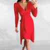 Vestidos casuais vestido de dama de honra longa etono feminino e inverno com manga de pescoço com fenda com babados para meninas tamanho 14-16