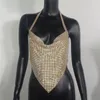 Canottiere da donna Sparkly Diamond Women Triangle Crop Top Crystal Strass Nightclub Party Canotte Y2K Festival Rave Backless Sexy Canotta