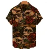 Men's Casual Shirts 2023 Men's Hawaii Shirt Loose Top 5xl 3d Skull Print For Men Fashion Women Breathable Summer Short Sleeves