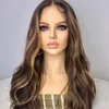 13x6 Lace Frontal Body Wave Human Hair Wigs Destaque Blonde sem gluelessia Remy 5x5 Fechamento com nós branqueados