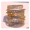 Br￶llopsringar Victoria Sparkling Luxury Jewelry 925 Sterling Sier Yellow Gold Filled Princess Cut White Topaz Cz Diamond Party Women Dhrjd