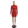 Party Dressle Leopard Bodycon Sexy Manga longa Turtleneck elegante Autumn Mini Night Vestido Casual Office 230105