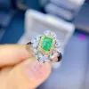 Cluster Rings KJJEAXCMY Fine Jewelry S925 Sterling Silver Inlaid Natural Emerald Girl Ring Support Test Chinese Style