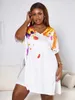 Spårdräkter plus size kvinnor två stycken set Summer Print Tie Dye Shirt och Pant kvinnliga modekläder 2023 Sexig V -halsspår