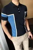 Polos pour hommes Qualité Polo Hautes Chemises Hommes Coton Patchwork Manches courtes Business Casual Slim 2023 Mode Tennis Tops Vêtements pour hommes