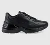 Thick soled solid color luxury shoes lace up casual shoes 721751 new Rhyton series women's sneakers black