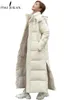 Damskie Parkas Pinkyisblack Xlong z kapturem moda zimowa kurtka zimowa swobodny gruby bawełniany płaszcz ciepła warta marki 230106