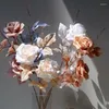 装飾的な花の長い枝ローズ人工マルチカラーホームデコレーション偽のフラワーガーデンパーティーウェディングデコレーションシルク5pc/ロット