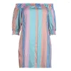 Robes de taille plus mode lâche bouton rayé jupe élégante robe 2023 Summer Lady Luxury Clothes Party Evening Maxi Robe