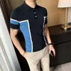 Men's Polos Quality Polo High Shirts Men Cotton Patchwork Short Sleeve Business Casual Slim 2023 Fashion Tennis Tops Mens Clothes