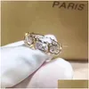 Bröllopsringar Cross 10k Gold 4mm Lab Zircon Ring Sier Color Engagement Band for Women Men Party Drop Smyckeleverans Dhlhi