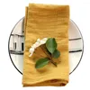 Serviette De Table Style Japonais 4 PCS Jaune Serviettes En Tissu Gaze Pur Coton À La Main Serviette Rustique Pays De Mariage De Pâques Ramadan Décoration