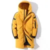 Herrjackor 2023 Winter Down Jacket Huven Fashion Long Parkas vindtät vattentät tjock varm kappa 230106