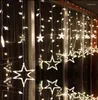 ストリングスメモコン4m鉛クリスマスライトペンタグラムスターカーテンバースデーインドアウォームホワイトパーティーの装飾