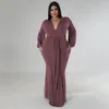 Sukienki plus size kobiety 4xl sukienka solidna elegancka elegancka 2023 Autumn Lady Party V szatę Kobieta Fall Luksusowe ubrania hurtowe