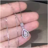 Anhänger Halsketten Victoria Funkelnder Luxusschmuck 925 Sterling Silber Roségoldfüllung Tropfen Wasser Weißer Topas Birne CZ Diamant Frauen Ch Dh3Wo