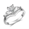 Bröllopsringar romantiska hjärtformade ring lyxiga eleganta kvinnors kristallsmycken mode Alla hjärtans dag gåvor