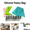 Attrezzi per torte 26Pcs / Set Sile Punte per sac à poche da cucina Cucina Fai da te Glassa Pi Crema Sacchetti riutilizzabili con 24 ugelli Decorazione Vt0456 Drop Delivery Ho Dhn3F