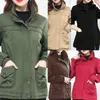 سترات نسائية 2023 أزياء الجيش الأخضر النساء الأكمام الطويلة سترة Windbreaker جيوب باركا Cardigan معطف الخريف ملابس خارجية#35