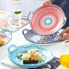 Plates Bohemian Ceramic Dinner Plate Tableware Hand Painted 11 Inch Set Baking Household Pastry Fruit Tray