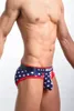 Slip drapeau américain homme Sexy coton Mini slips sous-vêtements Gay renflement améliorant pénis poche culotte Ropa intérieur Masculina