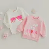 T shirts FOCUSNORM 0 4Y Valentines Days Baby Girls Sweet T Shirts 2 Style Long Sleeve Letter Cartoon Printed Pullover Sweatshirt Tops 230106