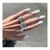 Br￶llopsringar 2021 Topps￤ljande Sweet Cut Luxury Jewelry 925 Sterling Sier Pave White Sapphire Cz Diamond Gemstones Party Open Justera DHXAB