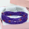 Strand Original Diy 4 ряда многослойные браслеты Purple Natural Stone Jades Chalcedony 2 4 мм граня