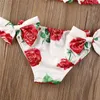 S 0 24 miesiące urodzone dziewczęta kostium kąpielowe 3PCS Set Summer Baby Girl Bikini Red Blue Floral Print Swimpit Suit 230106