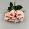 Decorative Flowers Artificial Pink Roses Simulation Silk Bouquet Wedding Bridal Bouquets Home Living Room Table Decoration Pography Props