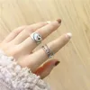 Bröllopsringar 2st/set Bohemian Antique Silver Color Heart Ring Set för Women Metal Öppningsuppsättning Party Jewelry Anillo