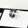 Love Ring Pottery and Porcelain Men Designer Jewlery Designer Fomen Womens Womens Anniversary Gift G Double et White Ceramic Ancient Ring 18K Gold