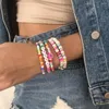 Charm Bracelets High Quantity Ethnic Style Personalized Bracelet Suit Soft Pottery Letters Beads Colorful Accessories Beach Resort Jewelry