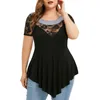 Blusas femininas camisas de renda de pescoço curto para mulheres Casua Tops Tunics Summer Mulheres elegantes Roupa Feminina