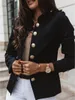 女性のスーツファッション2023春の長袖ソリッドレッドブレザーコートカーキオフィスレディスリムジャケットウォーム短い服