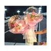 Party Decoration Colorf Luminous Balloon Rose Bouquet Transparent Bobo Ball Valentines Day Gift Birthday Wedding Balloons Drop Deliv Dhdnu