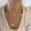 Choker Minar Elegant Multiple Natural Freshwater Pearl Beaded Necklaces For Women Gold Copper Chunky Chain Necklace Pendientes