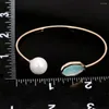 Bangle Miasol Trendy Designer Simple Crystal and Pearl Golden Justerable Fashion Women Girls Party Bracciale Bracelets smycken