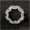 Pierścionki ślubne ins najlepsze sprzedaż Esgin Weddding luksusowa biżuteria Prawdziwa 925 Sterling Sier Princess Cut White Topaz Party CZ Diamond Women Enga dhpwa