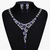 Necklace Earrings Set Luxurious Crystal CZ Cubic Zircon Bridal Wedding Water Drop Earring Women Accessories