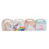 Boîtes à cadeaux à thème licorne avec poignée, fournitures de fête d'anniversaire, coffret cadeau pour biscuits et bonbons pour enfants, A374